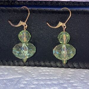 Elegant Joan Rivers Green Crystal Drop Earrings